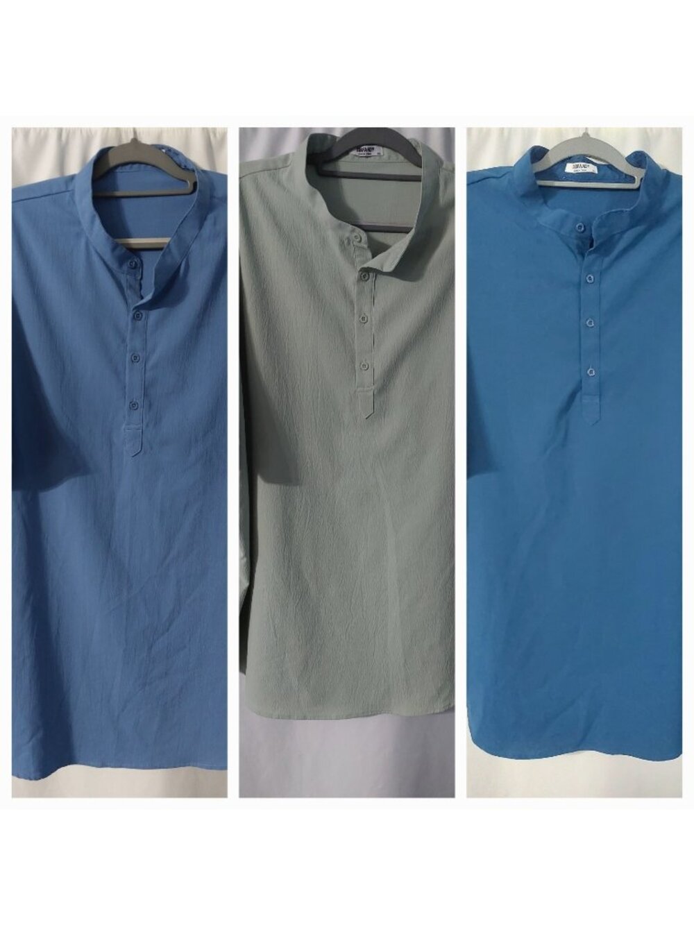 Coofandy Mens Shirt Size 3XL Short Sleeve Set Of 3 Blue Green